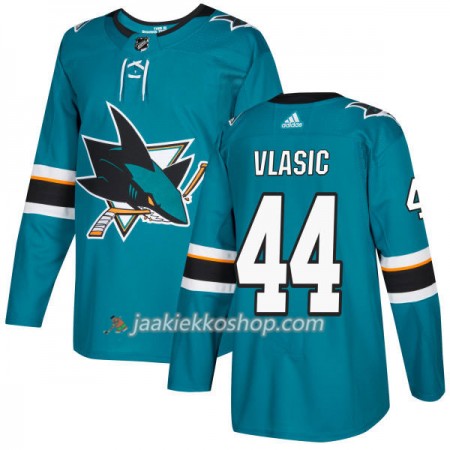 Miehille NHL San Jose Sharks Pelipaita Marc-Edouard Vlasic 44 Adidas 2017-2018 Teal Authentic